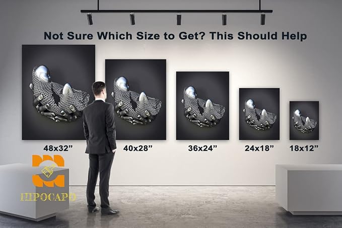 HIPOCAPO 3D Wall Art - Abstract Child in Hand Metal Effect Canvas for Bedroom Decor, Poster Prints Paintings Living Room Decor Framed 12''x18''x1Pcs 3d Art-01
