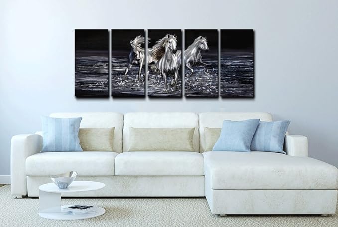 Yihui Arts Horse Metal Wall Art Hand Crafted Aluminum Artwork Modern 3D Animal Pictures for Living Room Bedroom Bathroom Decor