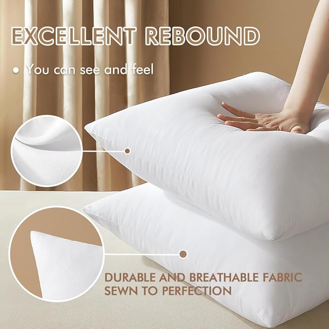 MIULEE Standard Size Pillow Inserts Pack of 2, Decorative Throw Pillow Inserts for Couch