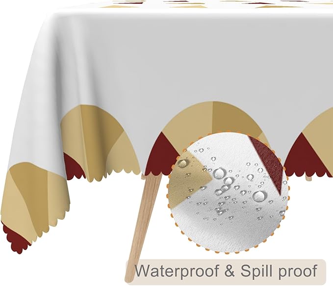 60x108inches Mid Century Tablecloth Modern Abstract Geometric Pattern Rectangle Table Cloth Waterproof Polyester Fabric Durable Table Cover for Dining Room Kitchen Picnic Party Home Decor