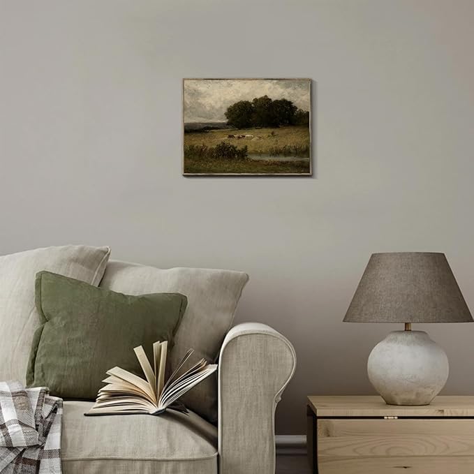 XOCUUI Canvas Wall Art Vintage Decor, Home Decor Danish Landscape Classical Paintings, Home Decor Lake And Mountain Nature Wilderness Landscape Unframed Paintings Wall Art for Living Room, 8"X10"