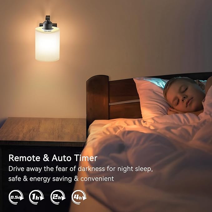 Wall Sconce Battery Operated Set of 2, 6000mAh Rechargeable Wall Lights with Touch Control and Remote Control, Wireless Wall Lamps for Bedroom, Black Sconces Wall Decor for Living Room Hallway