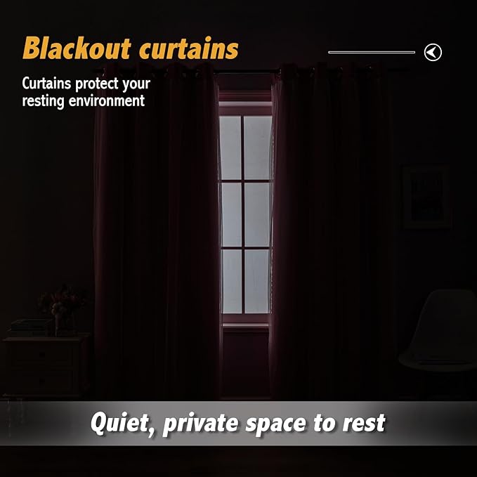 Anytime Home Curtains Blackout and Sheer Layered Solid Window Curtain Panel Pair with Grommet Top, 52Wx63L,Pink
