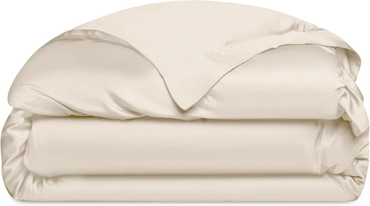 Cozy Earth Luxury Duvet Cover Twin - 100% Viscose from Bamboo - Ultra-Soft, Cooling & Lightweight Duvet Cover - Temperature-Regulating Bedding with Concealed Zip & Interior Snap Closures - Oat