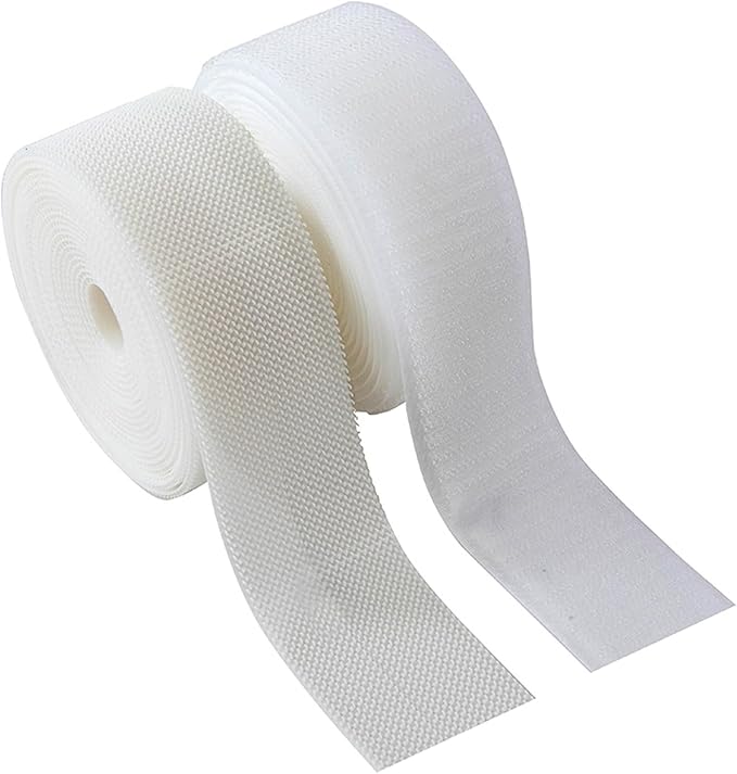 Sew on Hook and Loop Strips 1-1/2in x 3yd | Easy to Sew | Excellent Grip | Non-Adhesive Back Nylon Strips Fabric Fastener Non-Adhesive Interlocking Tape for Clothing Sewing Crafts and DIY, White