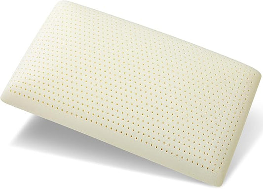 100% Talalay Latex Pillow, Luxury Queen Sleeping Bed Pillow for Side, Back, and Stomach Sleepers, Extra Soft Natural Latex Foam Pillow, Removable Breathable Cotton Cover (Firm, Standard)