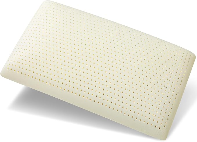 100% Talalay Latex Pillow, Luxury Standard Sleeping Bed Pillow for Side, Back, and Stomach Sleepers, Extra Soft Natural Latex Foam Pillow, Removable Breathable Cotton Cover (Medium, Standard)