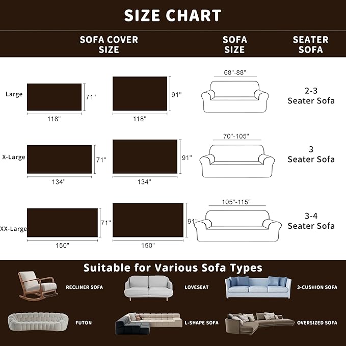 ROOMLIFE Boho Couch Covers Brown for 3 Cushion Sofa, Chenille Couch Cover Sectional Sofa Cover for Dog, Washable Furniture Sofa Protector Cover Soft Blanket with Tassel for Living Room, 71 '' X 118''
