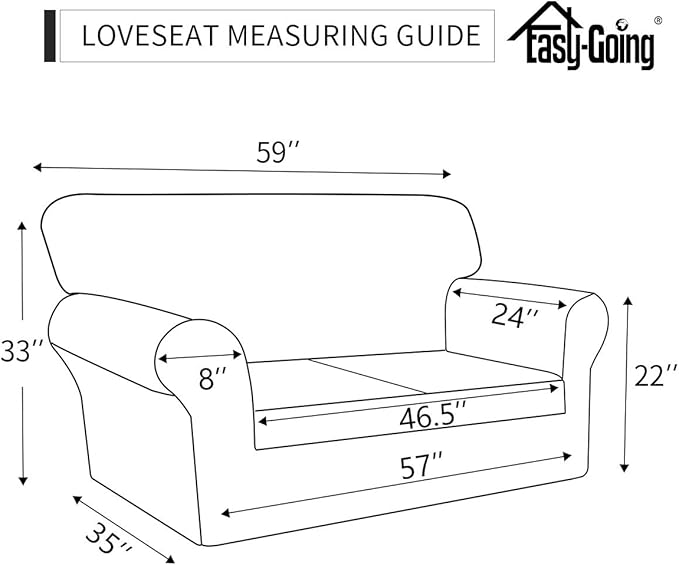 Easy-Going 2 Pieces Microfiber Stretch Sofa Slipcover – Spandex Soft Fitted Sofa Couch Cover, Washable Furniture Protector with Elastic Bottom Kids, Pet (Loveseat, Coffee)