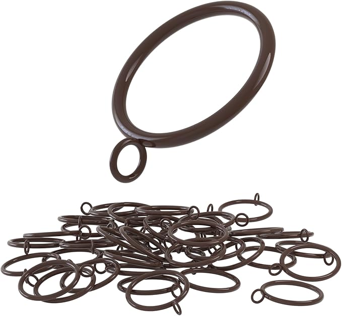 42 PCS Curtain Rings, 1.5 Inch Cocoa Tone Metal Curtain Drape Sliding Eyelet Rings-Hanging Rings for Curtains and Rods, Fits Up to 1 1/4-Inch Rod(Clips Not Included)