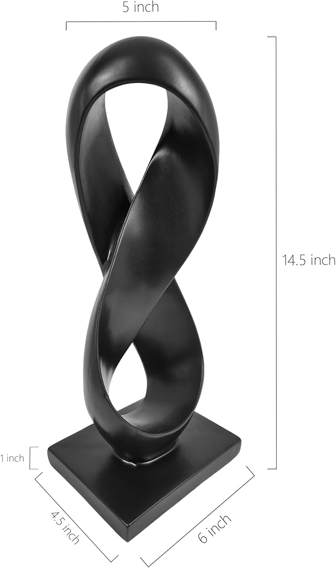 SIMON'S SHOP Black Abstract Sculpture Modern Statue for Shelf Desktop Mantel Number Eight Knot Minimalist Decoration