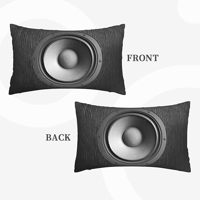 Speaker Pattern Lumbar Pillow Covers 12x20 Inch Set of 2 Black Audio Bass Throw Pillow Cover Speaker Music Sound Pillowcase Cushion Cases for Home Couch Bed Sofa