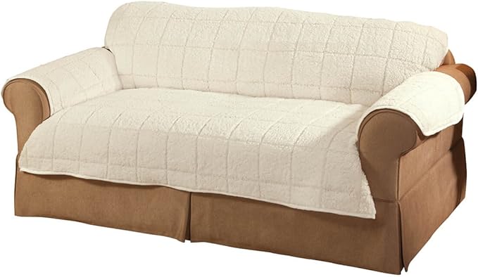 OakRidge Bradley Sherpa Sofa Protector - Slipcover Natural Ivory