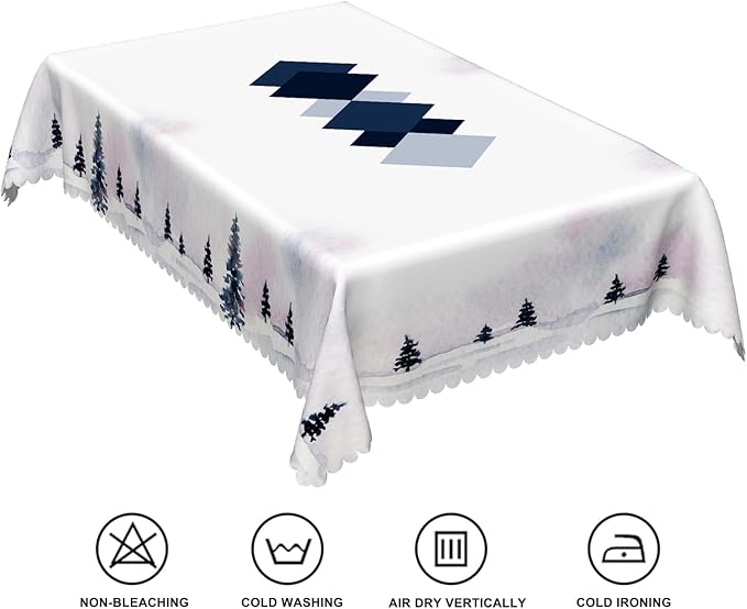 54x108inches Modern Rectangle Tablecloth Abstract Geometric Pattern Minimalist Wind Table Cloth Washable Polyester Table Cover Protector for Dining Room Home Kitchen Patio Picnic Party Use