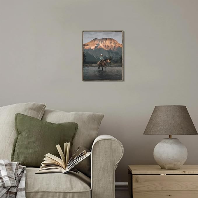 XOCUUI Cowboy Canvas Wall Art Vintage Print Oil Paintings 8x10 Inch, Western Cowboy Mid Century American West Country for Home Office Living Room Bathroom Bedroom Wall Decor Unframed