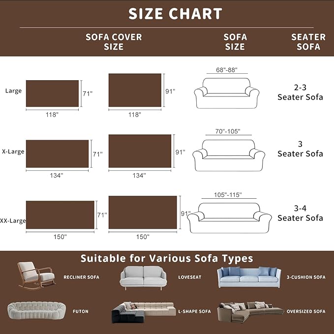 ROOMLIFE Brown Sofa Cover, Vintage Boho Couch Cover for 3 Cushion Sofa, Soft Chenille Sofa Cover for Dog, Washable Furniture Sofa Protector Cover Blanket with Tassel for Living Room, 71 '' X 150''