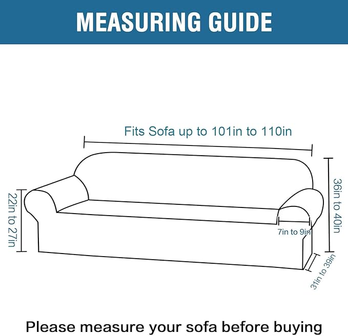 H.VERSAILTEX Stretch Sofa Covers for 3 Cushion Couch Covers Sofa Slipcovers for Living Room Feature Thick Checked Jacquard Fabric with Elastic Bottom(X-Large Sofa 101"-110" Wide, Olive)