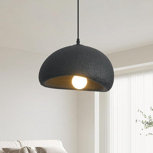 11.8in Wabi Sabi Pendant Lights Kitchen Island Lighting Fixture Ceiling Mount Black Modern Japanese Lamp Japandi Chandelier for Dining Living Room Hallway Bedroom Restaurant Hanging Lamp