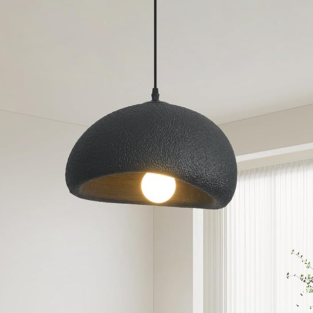 11.8in Wabi Sabi Pendant Lights Kitchen Island Lighting Fixture Ceiling Mount Black Modern Japanese Lamp Japandi Chandelier for Dining Living Room Hallway Bedroom Restaurant Hanging Lamp