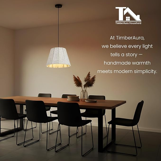 Pendant Light with Felt Lampshade, Modern Hanging Lamp Fixture, DIY Acoustic Pendant Light Chandeliers for Kitchen Island, Living Room, Dining Room, Bedroom, Office (D15.7"x11")