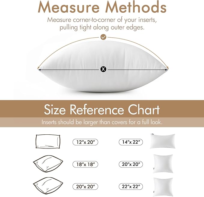 MIULEE Standard Size Pillow Inserts Pack of 2, Decorative Throw Pillow Inserts for Couch