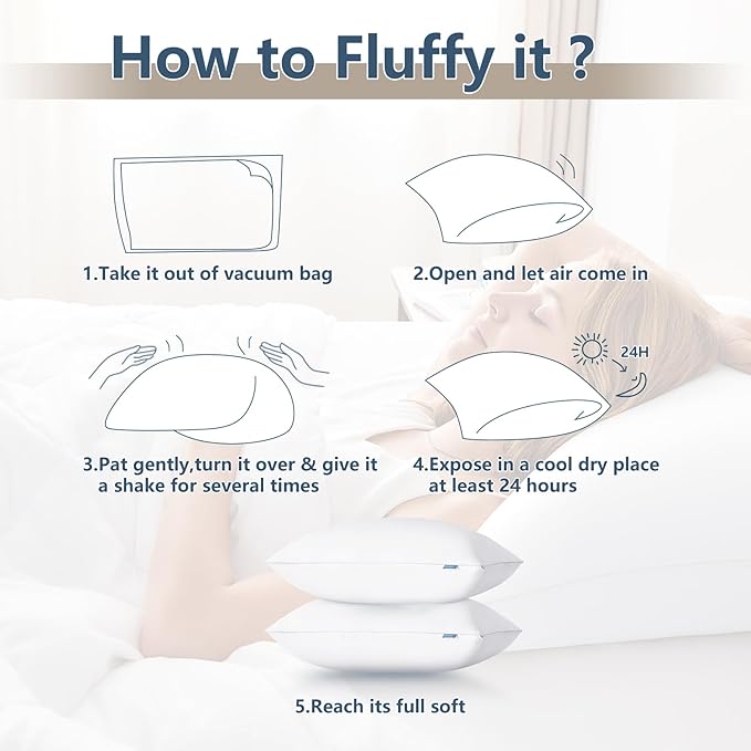 CozyLux Pillows Queen Size Set of 4, Hotel Quality Bed Pillows for Sleeping 4 Pack, Cooling Pillows for Side Back and Stomach Sleepers, Down Alternative Luxury Soft Supportive Fluffy Pillows (18x28)
