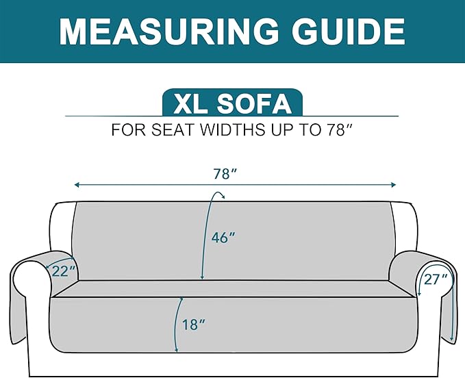 Turquoize 100% Waterproof Sofa Covers Couch Cover Sofa Cover for Dogs Couch Protector Triple Non-Slip Sofa Slipcover for 3 Cushion Couch Furniture Protector for Pets, Kids,Dog (XL Sofa 78", Dove Gray)