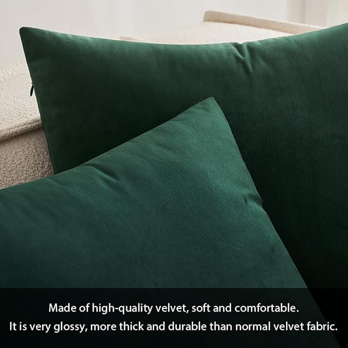 MIULEE Pack of 2 Velvet Soft Solid Christmas Decorative Lumbar Rectangle Throw Pillow Covers Cushion Case Home Decor for Couch Sofa Bedroom Car 12x20 Inch Army Green