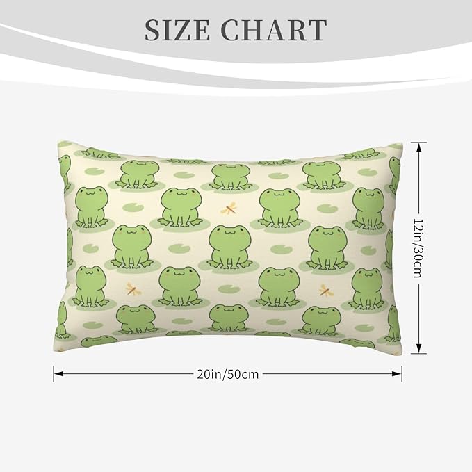 Frog Pattern Lumbar Pillow Covers 12x20 Inch Set of 2 Cute Frogs Throw Pillow Cover Funny Cartoon Animal Pillowcase Cushion Cases for Home Couch Bed Sofa