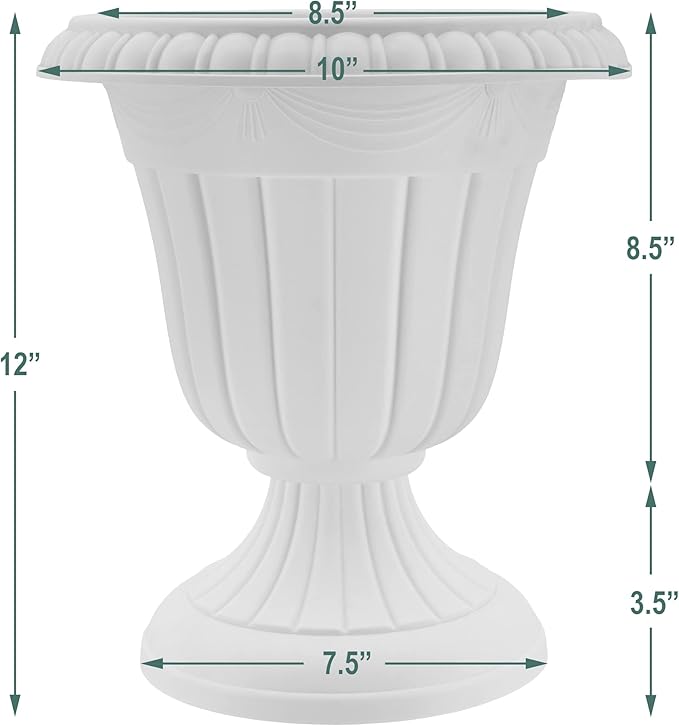 Arcadia Garden Products Classic Traditional Plastic Urn Planter Indoor/Outdoor