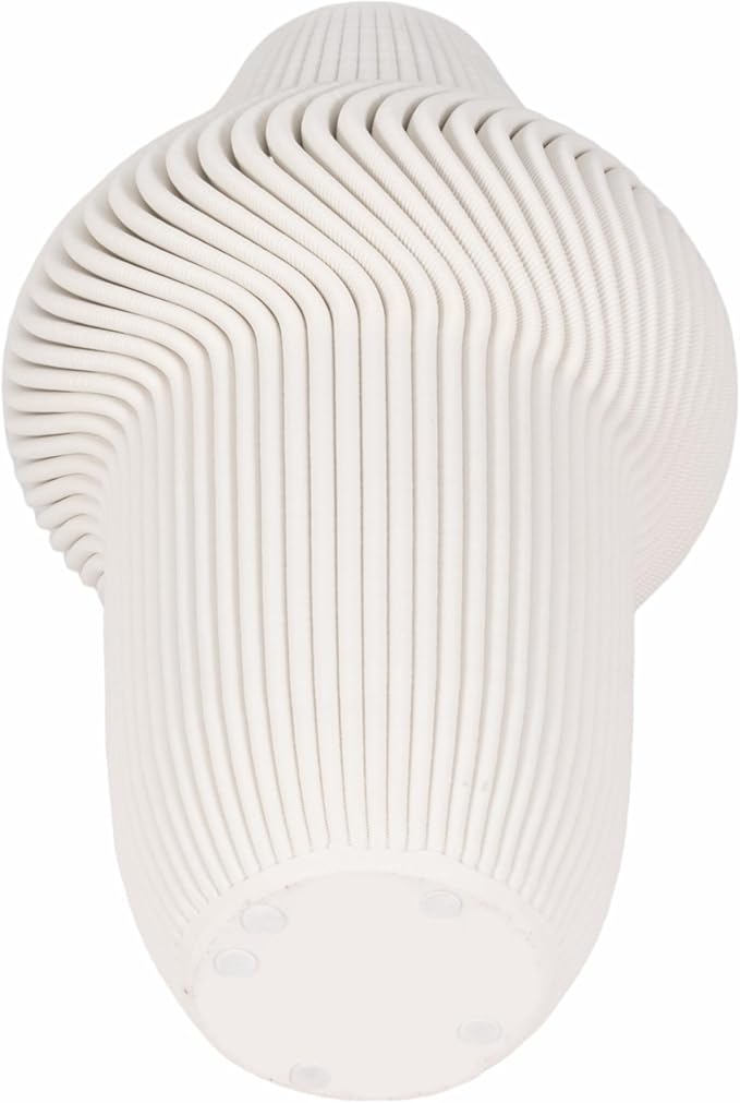 Texture Ceramic Vase for House Decor - 3D Printed Design, Perfect as a Flower Vase for Bedroom, Table, and Office Display - Modern Sculpted Home Accent for Room and Living Room Decor Ivory (14 Inch)