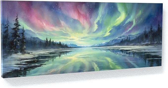 Sense Canvas Scandinavian Celestial Lake 34 Canvas Art - Home Decor Wall Art Print Poster Painting Small 20x8 / 0.75"