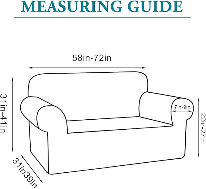 Flamingo P High Stretch Sofa Slipcover Non Slip Loveseat Covers for 2 Cushion Couch Washable Pet Furniture Protector Covers with Elastic Bottom, Thick Jacquard Fabric (Medium, Deep Teal)
