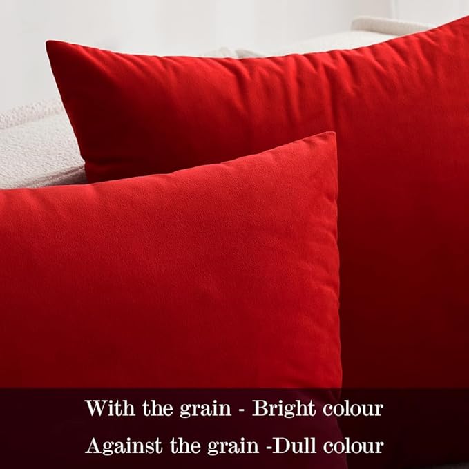 MIULEE 26x26 Inch Euro Sham Velvet Pillow Covers, Set of 2 Large Square Christmas Decorative Pillows -Bright Red Super Soft for King Bed, Sofa, Couch, Accent Chairs