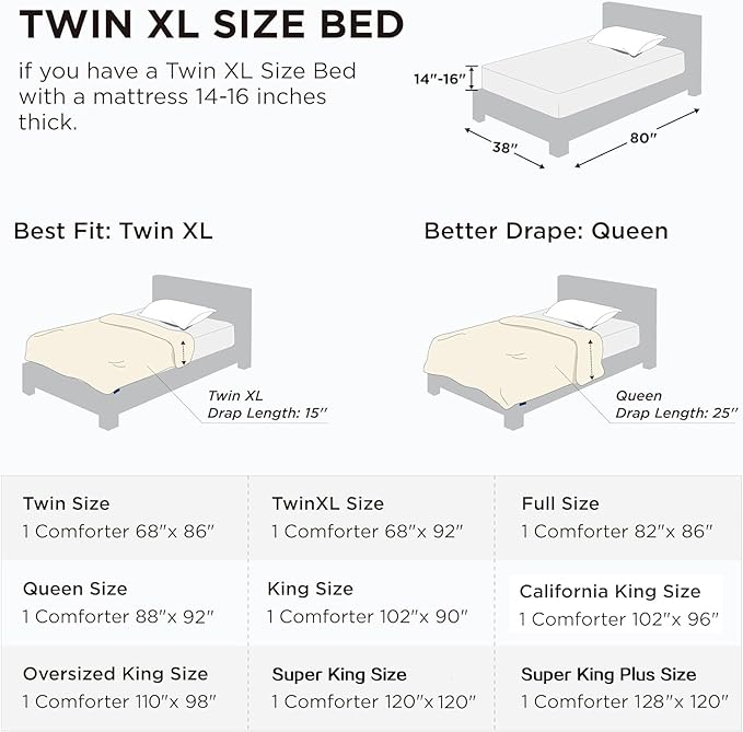 Cozynight Soft Twin XL Size Comforter Duvet Insert-Lightweight Down Alternative Comforter-Fluffy & Breathable & Machine Washable Diamond Stitching (Black,68"x92")