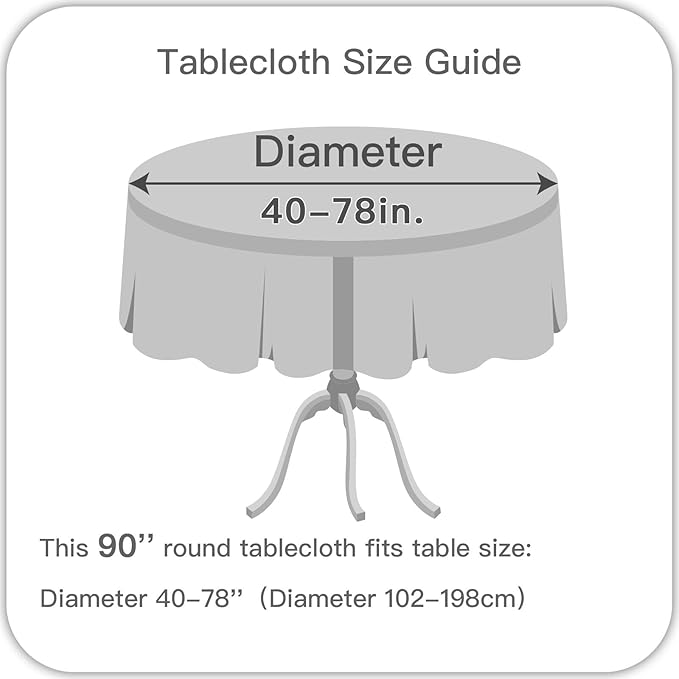 maxmill Round Weaved Texture Design Tablecloth Spill-Proof Wrinkle Free Soft Washable Table Cloth for Circular Table Cover, for Dining Room Buffet Banquet Parties Holiday Dinner, 90 Inch Black