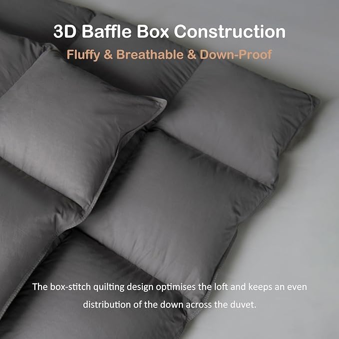 Luxury Down Feather Comforter Ultra Oversized King-Bed Comforters Duvet Insert-Soft Hotel Collection Duvets- Oversized King Size(120" X 98”)