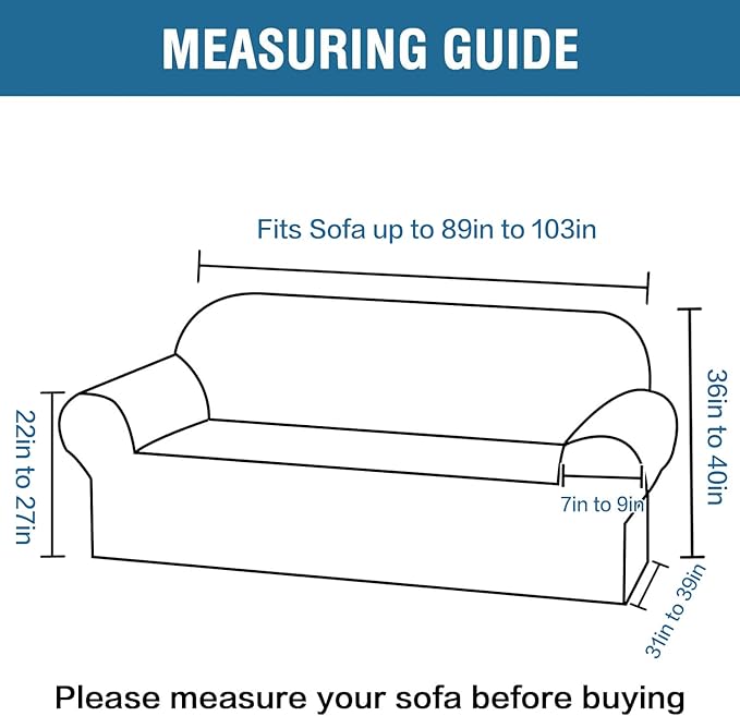 H.VERSAILTEX Stretch Oversized Sofa Cover 1 Piece Sofa Slipcovers for Living Room Feature Thick Checked Jacquard Fabric with Elastic Bottom, Sofa X-Large - Navy