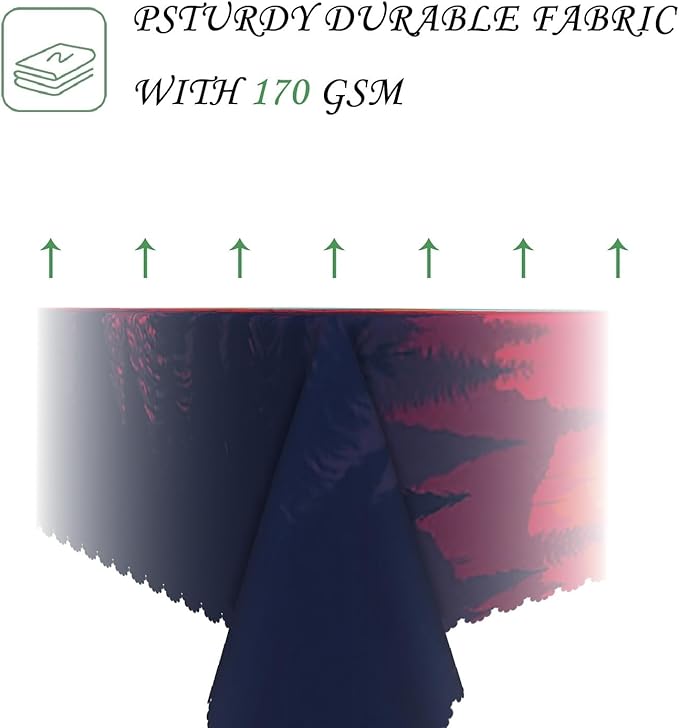 70x120 Inch Nature Rectangular Tablecloth Afterglow Sentry Tower Illustration Table Cloth Waterproof Durable Table Cover for Picnic Indoor Gaming Room Decor
