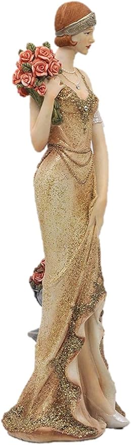Comfy Hour Glamour Elegance Victorian Style Lady Collection Luxury Lady with Flower Resin Art Figurine, 13-inch Height