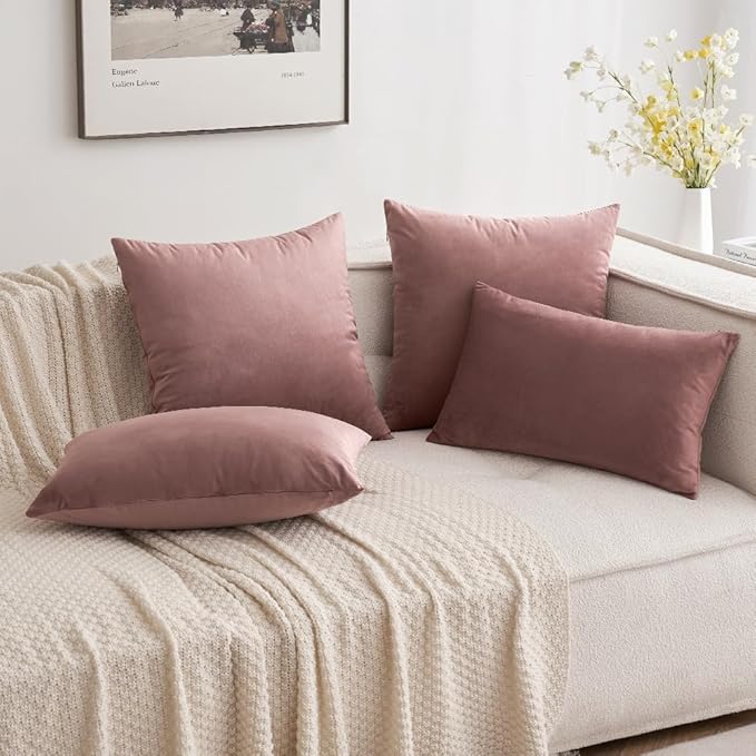 MIULEE Pack of 2 Decorative Velvet Pillow Covers Soft Square Throw Pillow Covers Solid Cushion Covers Jam Pillow Cases for Spring Sofa Bedroom Car 16x16 Inch 40x40 Cm