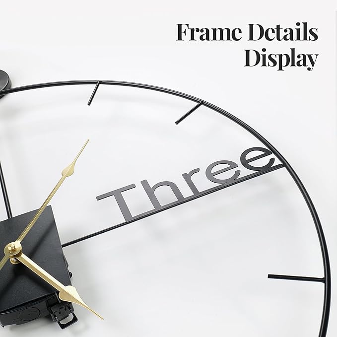 36 inch Extra Large Wall Clock Modern Battery Operated Wall Clock with Pendulum, Silent Non-Ticking Metal Clock for Living Room Decor, Decorative Hanging Clock for Bedroom, Office, Kitchen, Home