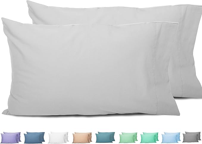 Sunflower Queen Pillowcases Set of 2, 100% Cotton Queen Pillow Cases 2, 20×30 inches Ash, Soft and Breathable