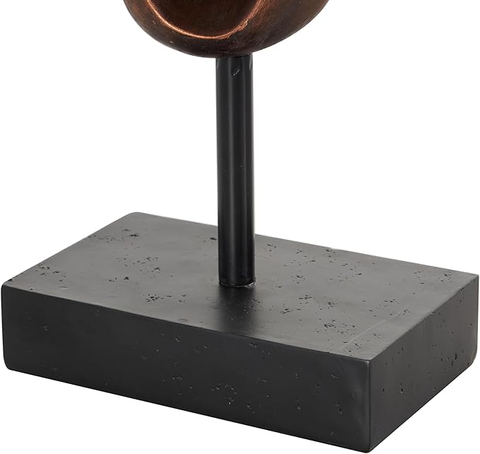 Deco 79 Polystone Abstract Decorative Sculpture Abstract Home Decor Statue with Rectangle Black Base, Accent Figurine 6" x 4" x 32", Bronze
