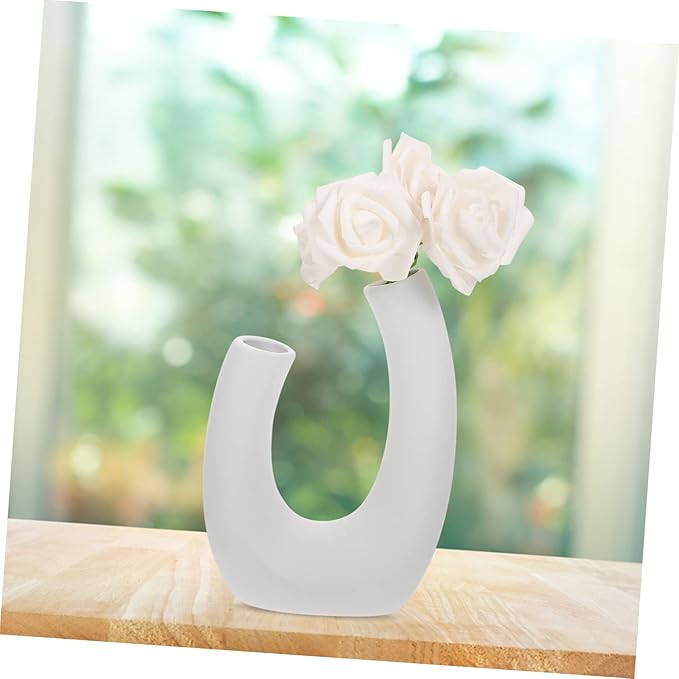 Zerodeko Modern Ceramic Flower Vase Chic Solid Color Pot for Home Decor Minimalist Style for Cactus Floral Arrangements for Office and Living Spaces