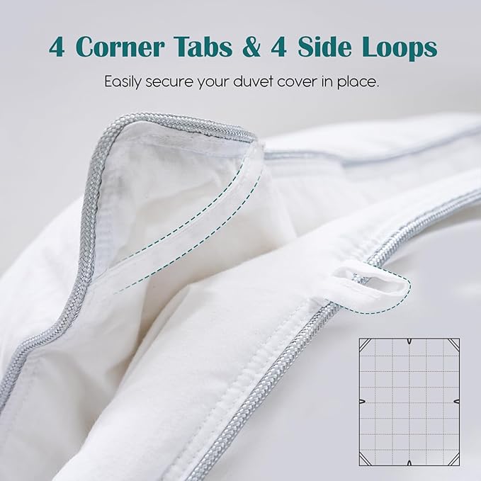 Oversized King Goose Feather Down Fiber Comforter, 100% Cotton Cover Ultra Soft Fluffy Oversized King Duvet Insert, All Season Luxurious Hotel Bedding Comforter, White 116"x98"