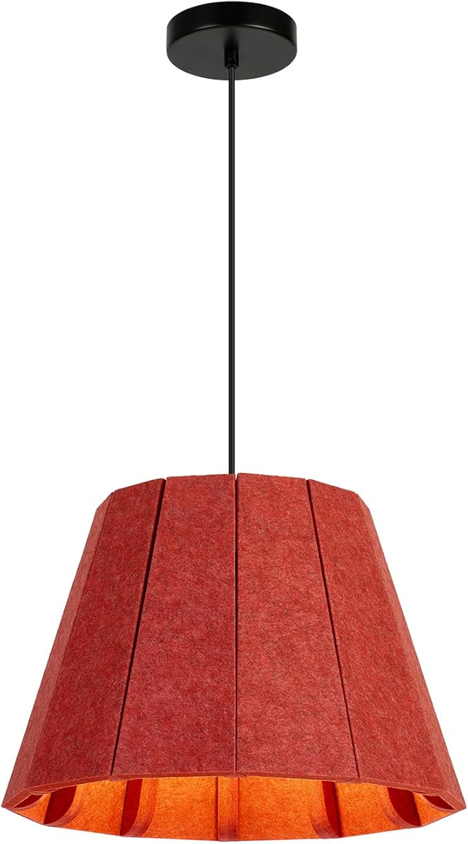 Pendant Light with Felt Lampshade, Modern Hanging Lamp Fixture, DIY Acoustic Pendant Light Chandeliers for Kitchen Island, Living Room, Dining Room, Bedroom, Office (D15.7"x11")