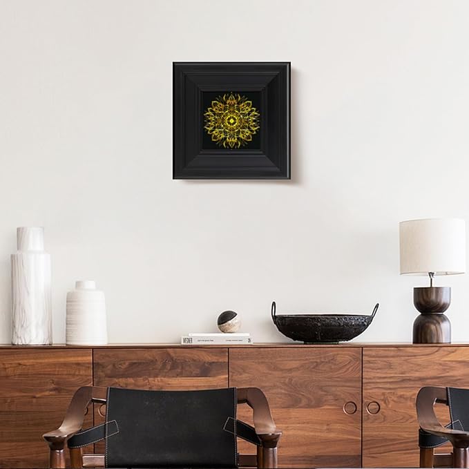 Brivoria Mandala Wall Art Home Decor, Gold Sacred Geometry Pattern with Layered Frame Design, Modern Spiritual Wall and Tabletop Display for Living Room Bedroom Meditation Yoga Space, 8x8