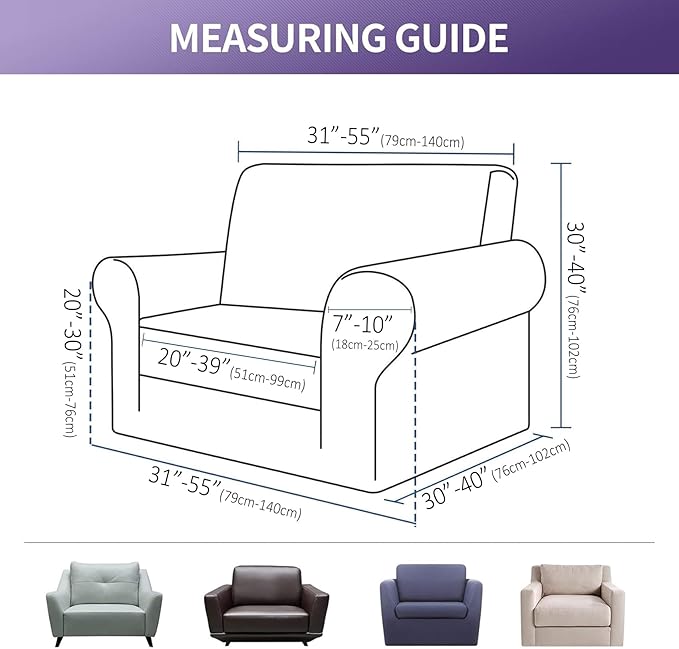 Joccun Stretch Chair Couch Cover,1-Piece Sofa Slipcover Spandex Jacquard Fabric Sofa Covers with Elastic Bottom,Washable Furniture Protector for Dogs,Cats,Kids(Armchair,Grapeade)