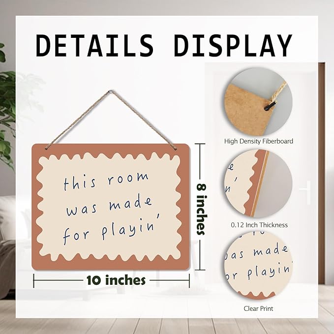 Udinaz Kids Playroom Hanging Sign, Playroom Wall Decor, This Room Was Made for Playin Hanging Wood Plaque Decor for Boys Kids Nursery Bedroom Play Room Wall Door Decorations